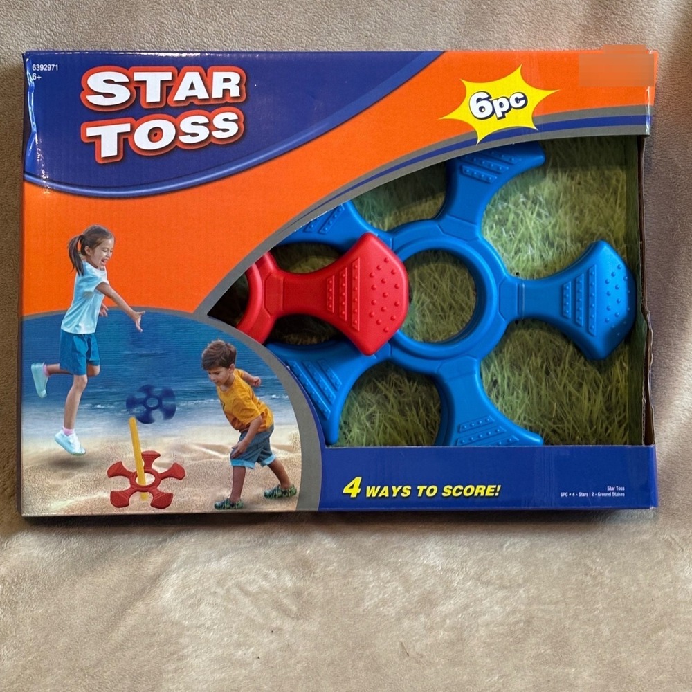 Star Toss 6pc Outdoor Yard Game Set 4 Stars 2 Stakes 6392971 Blue Red New